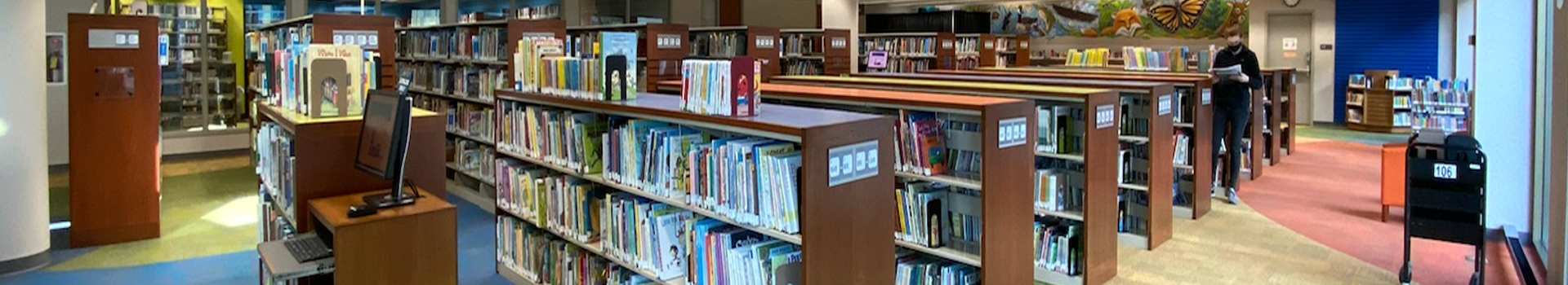 Youth Services area with bookshelves and computers