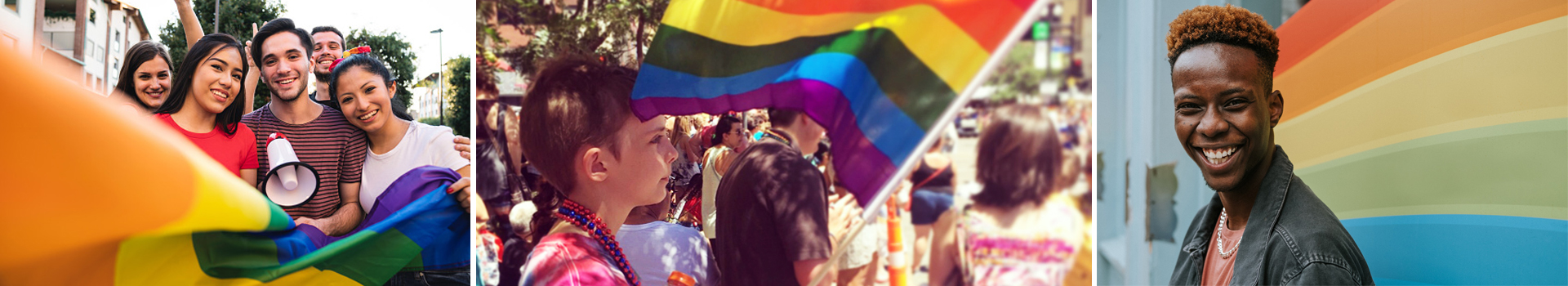 people holding rainbow flags